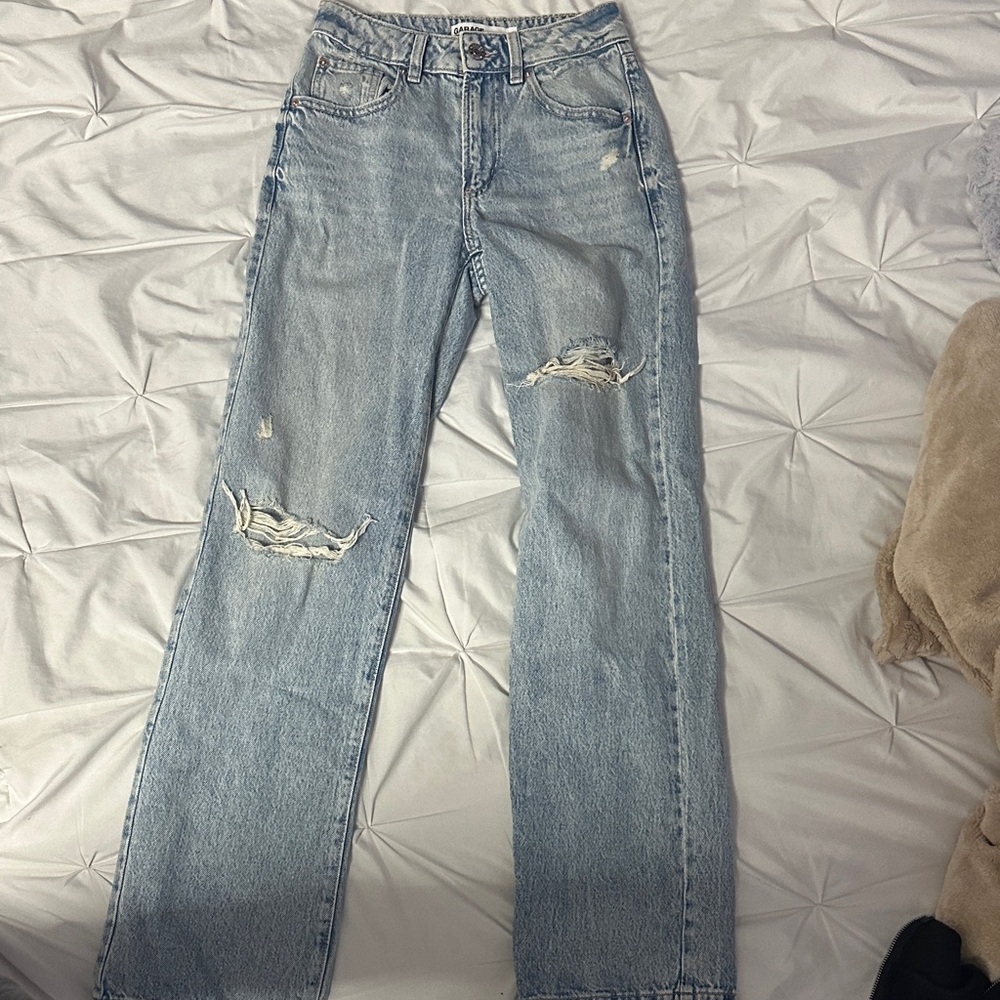 Garage Light Blue Straight Leg Jeans